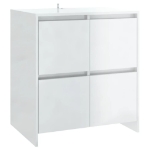 Credenza Bianco Lucido 70x41x75 cm in Truciolato