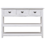 Credenza Bianco Antico 108x30x76 cm Legno Massello di Paulonia