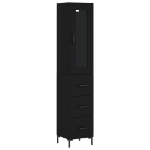 Credenza Nera 34,5x34x180 cm in Legno Multistrato