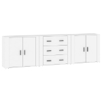 Credenze 3 pz Bianco in Legno Multistrato