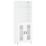 Credenza Bianco Lucido 69,5x34x180 cm in Legno Multistrato