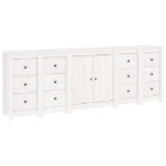 Credenza Bianca 230x35x80 cm in Legno Massello di Pino
