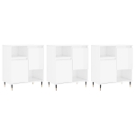 Credenze 3 pz Bianco Lucido in Legno Multistrato