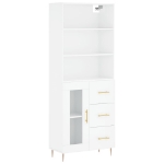 Credenza Bianco Lucido 69,5x34x180 cm in Legno Multistrato