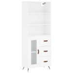 Credenza Bianco Lucido 69,5x34x180 cm in Legno Multistrato