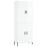 Credenza Bianco Lucido 69,5x34x180 cm in Legno Multistrato