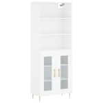 Credenza Bianco Lucido 69,5x34x180 cm in Legno Multistrato