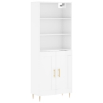Credenza Bianco Lucido 69,5x34x180 cm in Legno Multistrato