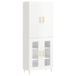 Credenza Bianco Lucido 69,5x34x180 cm in Legno Multistrato
