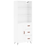 Credenza Bianco Lucido 69,5x34x180 cm in Legno Multistrato