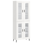 Credenza Bianco Lucido 69,5x34x180 cm in Legno Multistrato