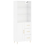 Credenza Bianco Lucido 69,5x34x180 cm in Legno Multistrato