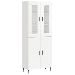 Credenza Bianco Lucido 69,5x34x180 cm in Legno Multistrato