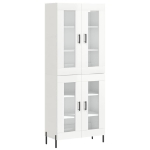 Credenza Bianco Lucido 69,5x34x180 cm in Legno Multistrato
