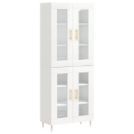 Credenza Bianco Lucido 69,5x34x180 cm in Legno Multistrato