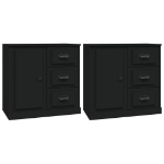 Credenze 2 pz Nere in Legno Multistrato