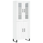 Credenza Bianco Lucido 69,5x34x180 cm in Legno Multistrato