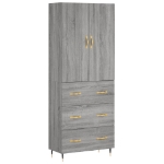 Credenza Grigio Sonoma 69,5x34x180 cm in Legno Multistrato