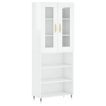 Credenza Bianco Lucido 69,5x34x180 cm in Legno Multistrato