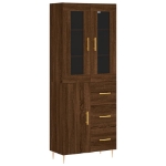 Credenza Rovere Marrone 69,5x34x180 cm in Legno Multistrato