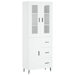 Credenza Bianca 69,5x34x180 cm in Legno Multistrato
