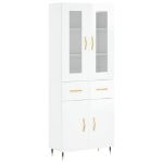 Credenza Bianco Lucido 69,5x34x180 cm in Legno Multistrato