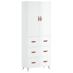 Credenza Bianco Lucido 69,5x34x180 cm in Legno Multistrato