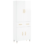 Credenza Bianco Lucido 69,5x34x180 cm in Legno Multistrato