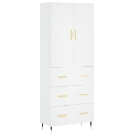 Credenza Bianca 69,5x34x180 cm in Legno Multistrato