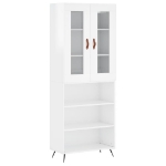 Credenza Bianco Lucido 69,5x34x180 cm in Legno Multistrato