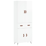 Credenza Bianco Lucido 69,5x34x180 cm in Legno Multistrato