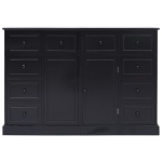 Credenza con 10 Cassetti Nera 113x30x79 cm in Legno