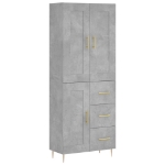 Credenza Grigio Cemento 69,5x34x180 cm in Legno Multistrato