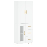 Credenza Bianca 69,5x34x180 cm in Legno Multistrato