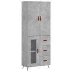 Credenza Grigio Cemento 69,5x34x180 cm in Legno Multistrato