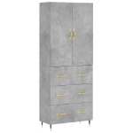 Credenza Grigio Cemento 69,5x34x180 cm in Legno Multistrato