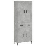 Credenza Grigio Cemento 69,5x34x180 cm in Legno Multistrato