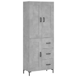 Credenza Grigio Cemento 69,5x34x180 cm in Legno Multistrato