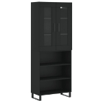 Credenza Nera 69,5x34x180 cm in Legno Multistrato