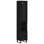 Credenza Nera 34,5x34x180 cm in Legno Multistrato
