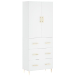Credenza Bianca 69,5x34x180 cm in Legno Multistrato