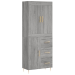 Credenza Grigio Sonoma 69,5x34x180 cm in Legno Multistrato