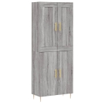 Credenza Grigio Sonoma 69,5x34x180 cm in Legno Multistrato