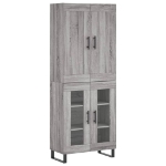 Credenza Grigio Sonoma 69,5x34x180 cm in Legno Multistrato