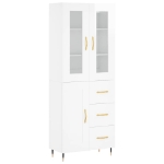 Credenza Bianco Lucido 69,5x34x180 cm in Legno Multistrato