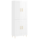 Credenza Bianco Lucido 69,5x34x180 cm in Legno Multistrato