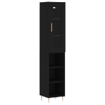 Credenza Nera 34,5x34x180 cm in Legno Multistrato