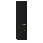 Credenza Nera 34,5x34x180 cm in Legno Multistrato