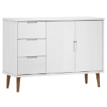 Credenza MOLDE Bianca 113x40x80 cm in Legno Massello di Pino