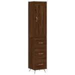Credenza Rovere Marrone 34,5x34x180 cm in Legno Multistrato